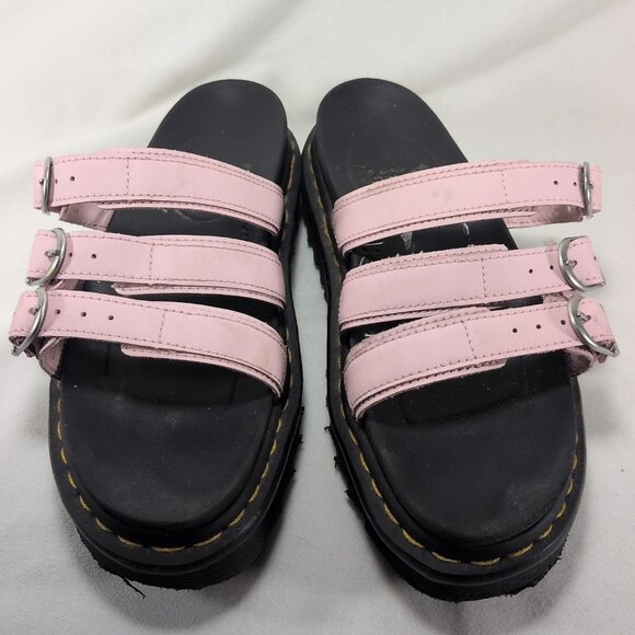 Dr. Martens Women 8 Blaire Slide Sandals Chalk Pink Purple SK01X Platform Buckle - Picture 2 of 16